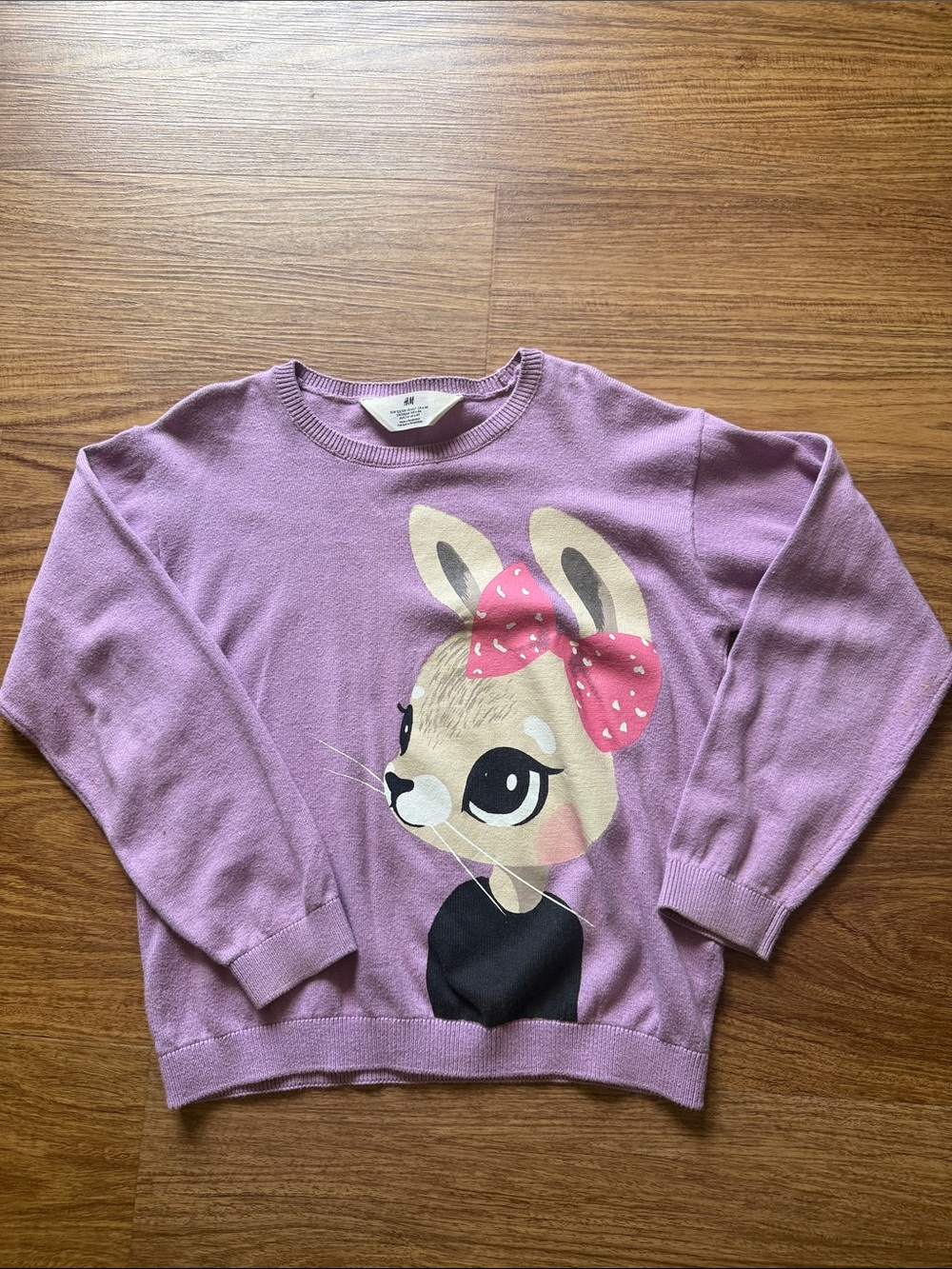 H&M Lavender Kids Sweatshirt with Pink Bow Bunny Graphic